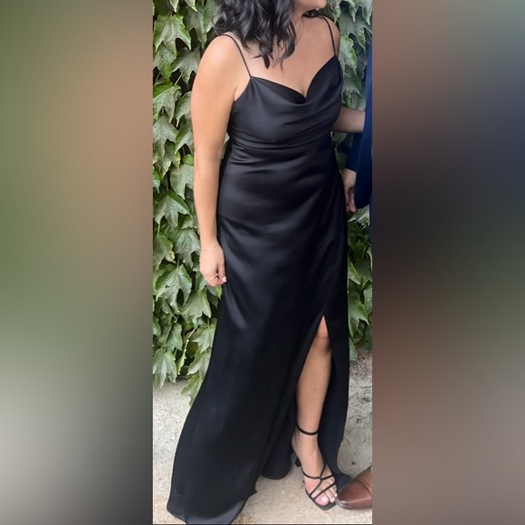 BHLDN REMY COWL-NECK FAUX-WRAP SATIN GOWN - Picture 4 of 5